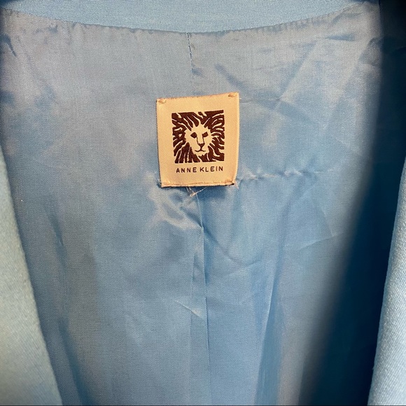 Anne Klein Light Baby Blue Button Front Cropped Moto Jacket Sz Large - Picture 9 of 11